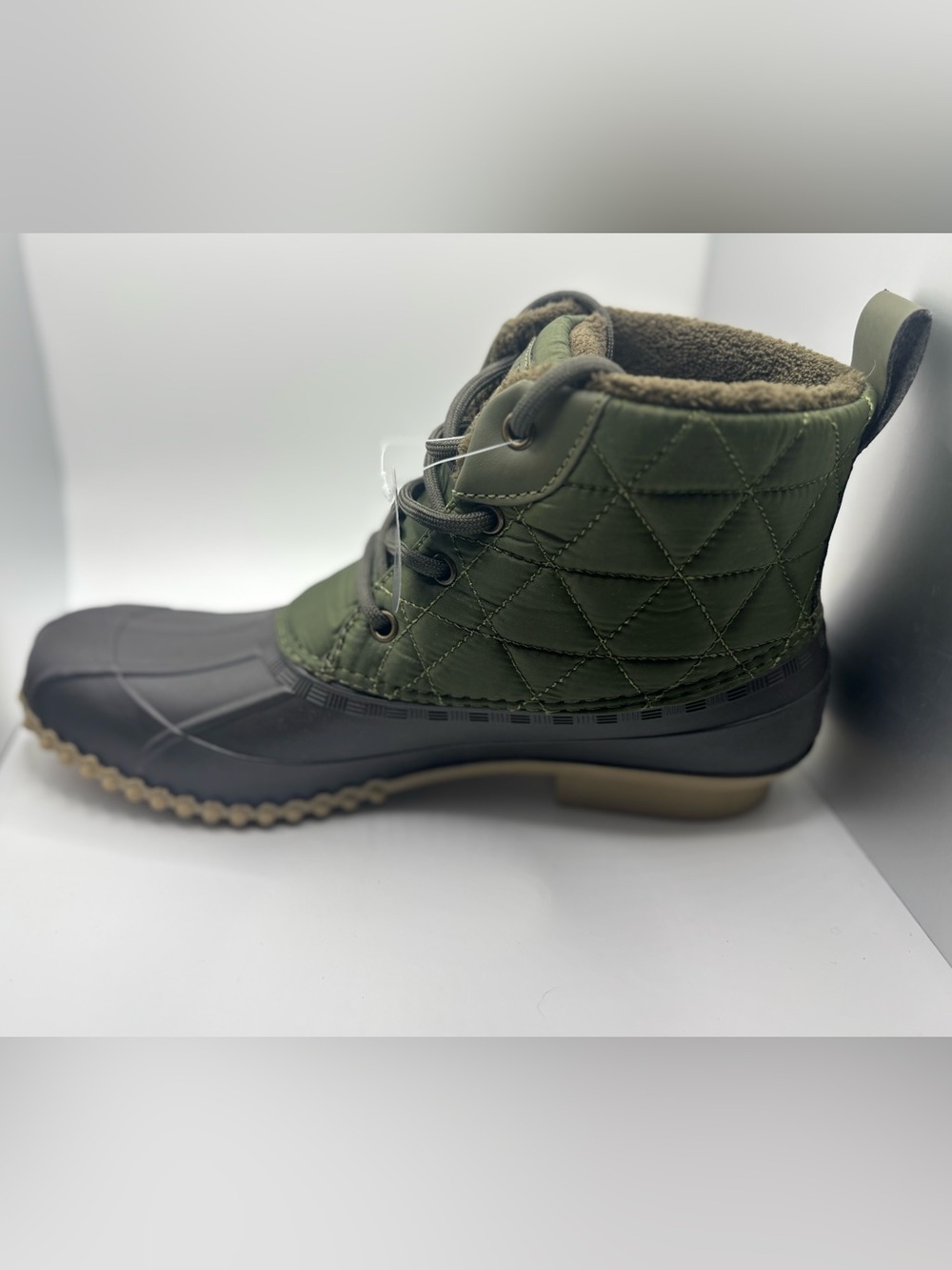London Fog Women’s Winley Duck Boots Olive Size 10M - Picture 2 of 10
